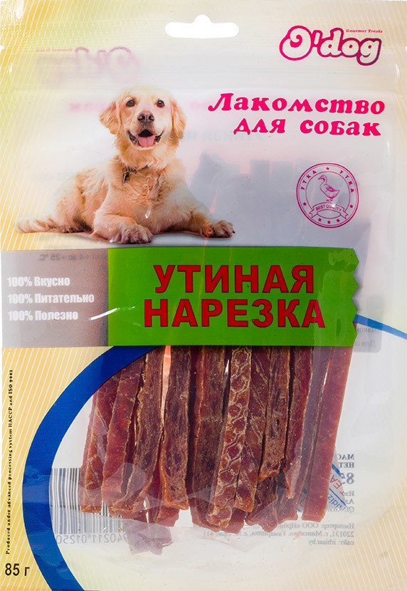 

Лакомство для собак O'dog Утиная нарезка 85 г