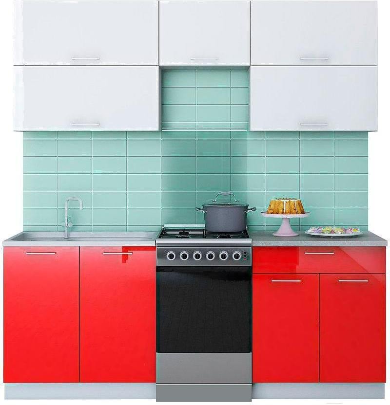 

Готовая кухня Интерлиния Мила Gloss 50-20 (белый/красный)