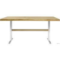 Кухонный стол Buro7 Двутавр 180 (с обзолом и сучками, дуб натуральный/белый)