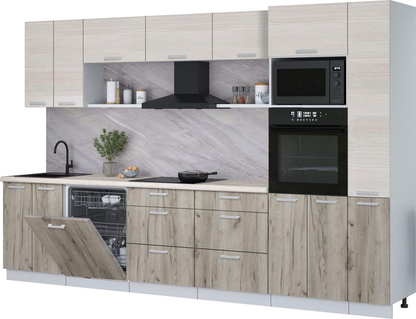 

Готовая кухня Интерлиния Мила Лайт 3.3-ПМ1 (вудлайн кремовый/дуб серый/травертин серый)