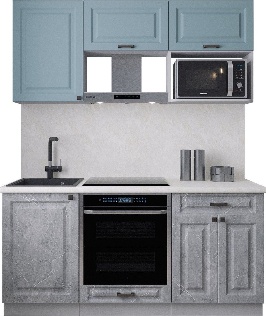 

Готовая кухня Интерлиния Мила Деко 1.7 (керамика/океан/опал светлый)