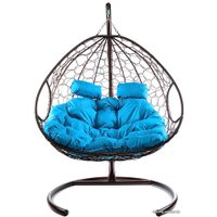 Подвесное кресло M-Group Для двоих 11450203 (коричневый ротанг/голубая подушка)