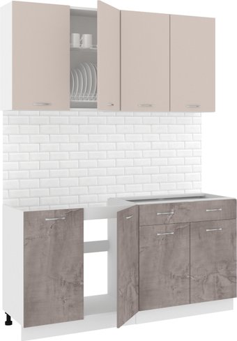 Готовая кухня Кортекс-мебель Корнелия Лира-лайт км.02518 1.6 м без столешницы (капучино/оникс)