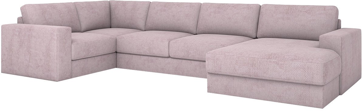 

П-образный диван Rivalli Дискавери + оттоманка правая + угловая секция + кресло секц. (Sher Rose)