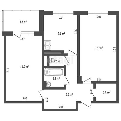 2-комн. квартира — Минск, Победителей просп. 123