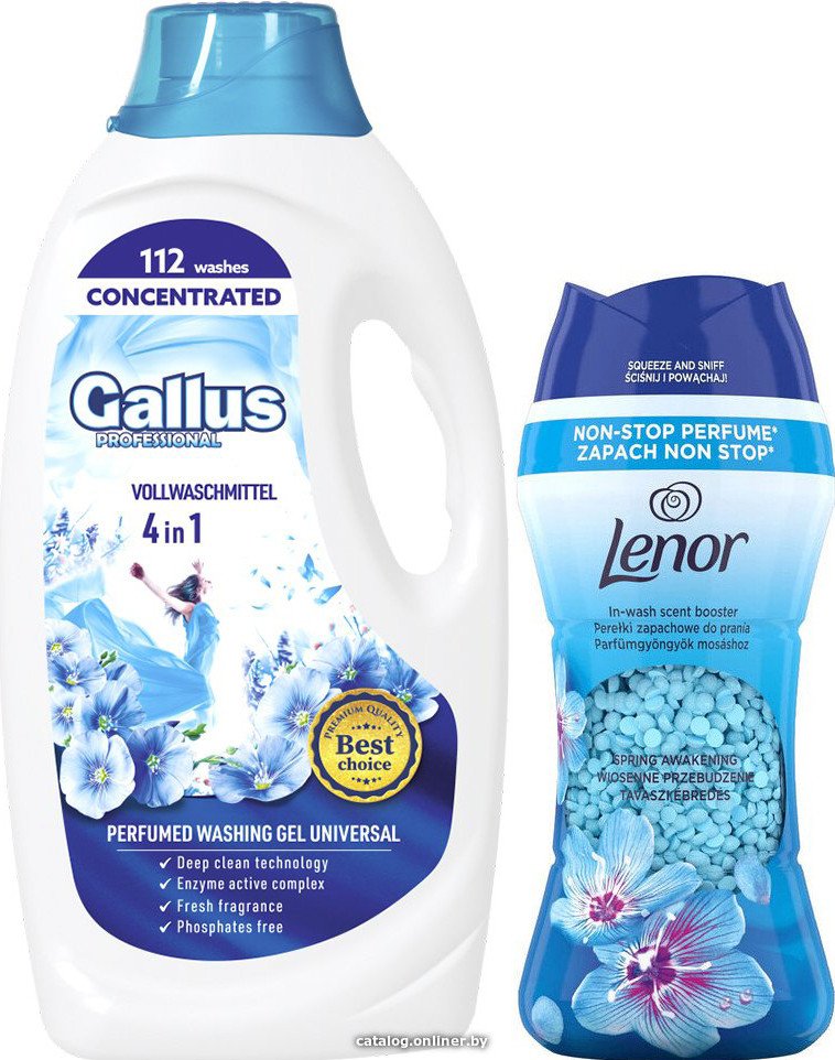 Гель для стирки Gallus Professional Универсальный 4в1 (4.05 л) + Кондиционер для белья Lenor Spring Awakening 195 г