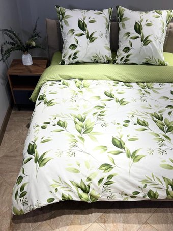 Постельное белье Luxsonia Веточки оливы 2сп с простыней на резинке Ви26-0326/220