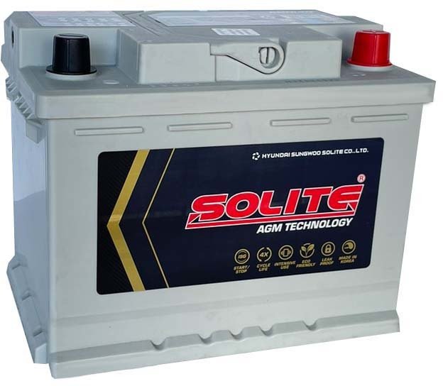 

Автомобильный аккумулятор Solite AGM60L (60 А·ч)