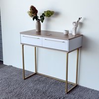 Туалетный столик без зеркала Shtabe Royal 5211 эко (макиато/золото/р.золото)