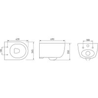 Унитаз подвесной Berges Wasserhaus Ventas Black Rimless + Visam Slim 525 EX-043324 (с сиденьем)