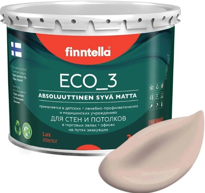 

Краска Finntella Eco 3 Wash and Clean Kerma F-08-1-3-LG177 2.7 л (св.-бежевый)