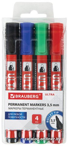 Маркер перманентный BRAUBERG Ultra Marker 152208 (4 шт)