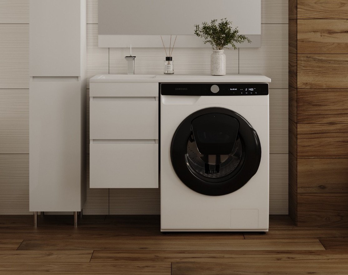 Symbolite Тумба с умывальником Даллас 100 Люкс Plus + Даллас 100x48 (подвесная, левый, эмаль белый)