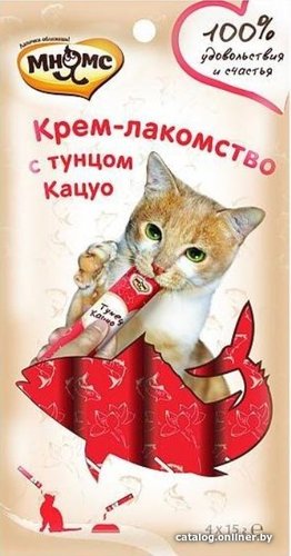 Лакомство для кошек Мнямс Крем-лакомство с тунцом Кацуо 15 г (4 шт)