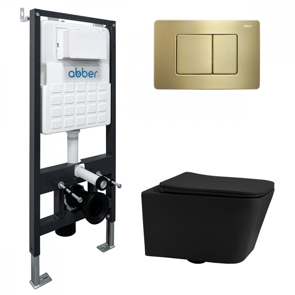 

Унитаз подвесной Abber Rechteck AC1201MB-AC0105-AC0120MMG (с кнопкой смыва)