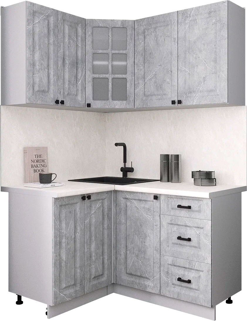 

Готовая кухня Интерлиния Мила Деко 1.2x1.4 (керамика/керамика/опал светлый)