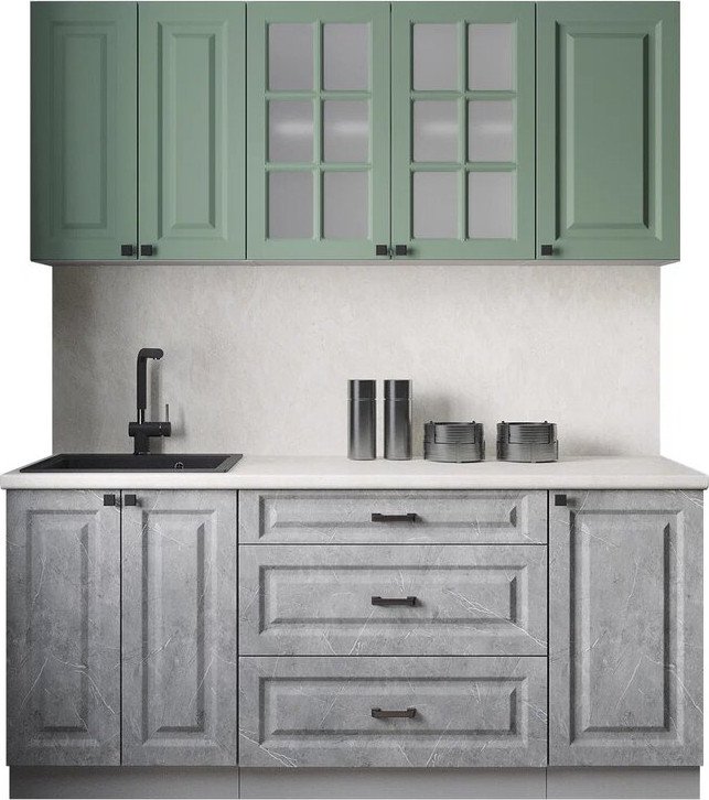 

Готовая кухня Интерлиния Мила Деко 1.8Б (керамика/мята/опал светлый)