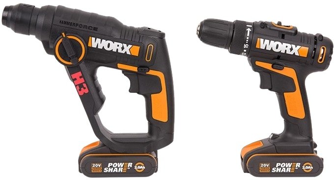 

Worx WX927 (шуруповерт, перфоратор, 2 АКБ, кейс)