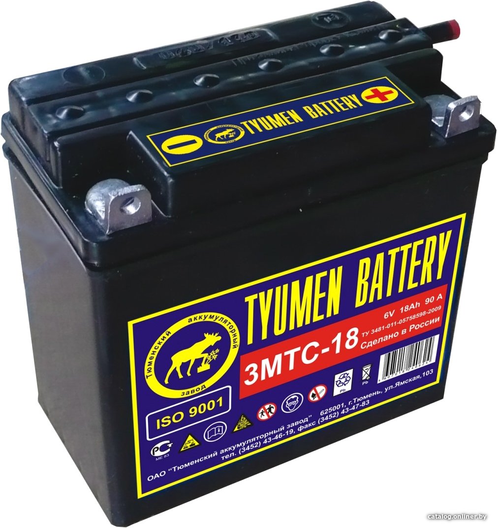 Мотоциклетный аккумулятор Tyumen Battery Лидер 3МТС-18 (18 А·ч)