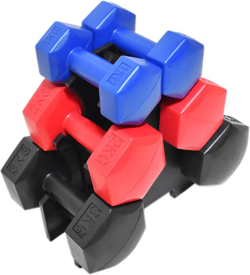 

Гантельный ряд Atlas Sport Fitnes Composit 12 кг с подставкой (2x1кг+2x2кг+2x3кг)