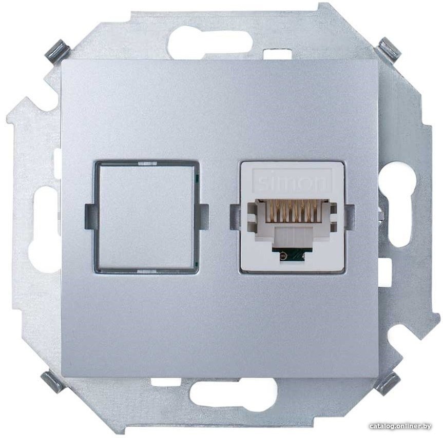 Розетка компьютерная Simon 1591598-033 (Алюминий)