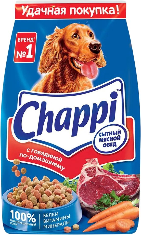 

Сухой корм для собак Chappi Сытный мясной обед с говядиной по-домашнему 2.5 кг
