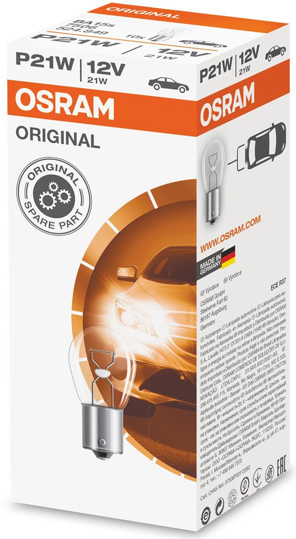 

Галогенная лампа Osram P21W Original Line BA15s 7506