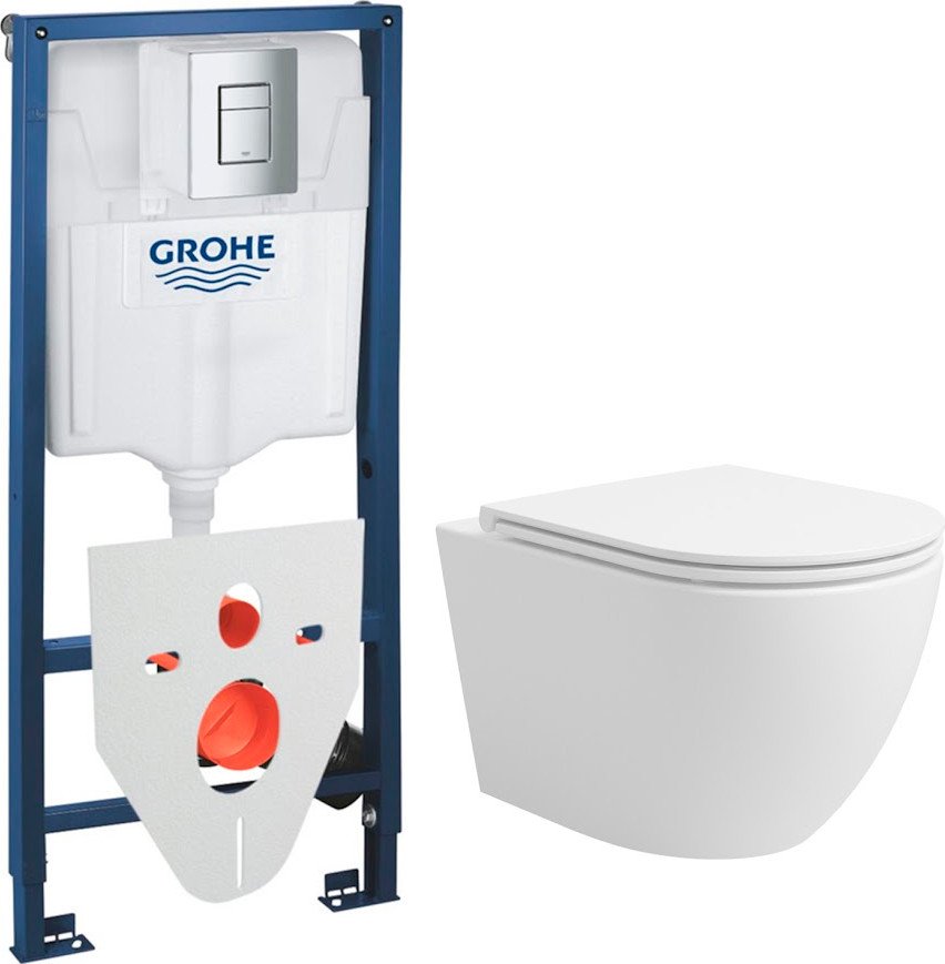 

Унитаз подвесной Lauter Vortex 2110830+GROHE Rapid SL 38772001+37131000 с кнопкой (прямоугольная, хром)