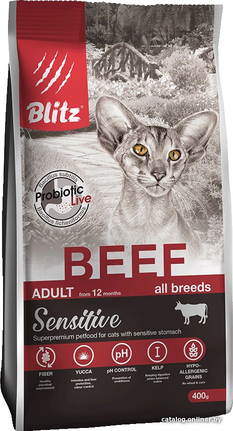 Сухой корм для кошек Blitz Sensitive Beef Adult All Breeds (с говядиной) 400 г