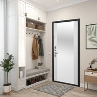 Металлическая дверь Guard МДФ/Зеркало графит/белый (96x205, левая)