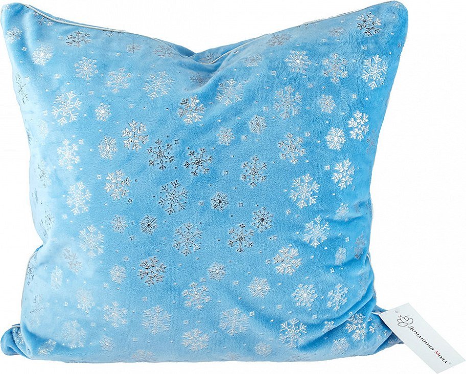 

Декоративная подушка Домашняя Мода Новогодний принт (50х50, голубой)