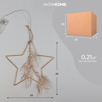 Подвеска AksHome Тип 6 Звезда с веткой 25х24см 18LED 2АА