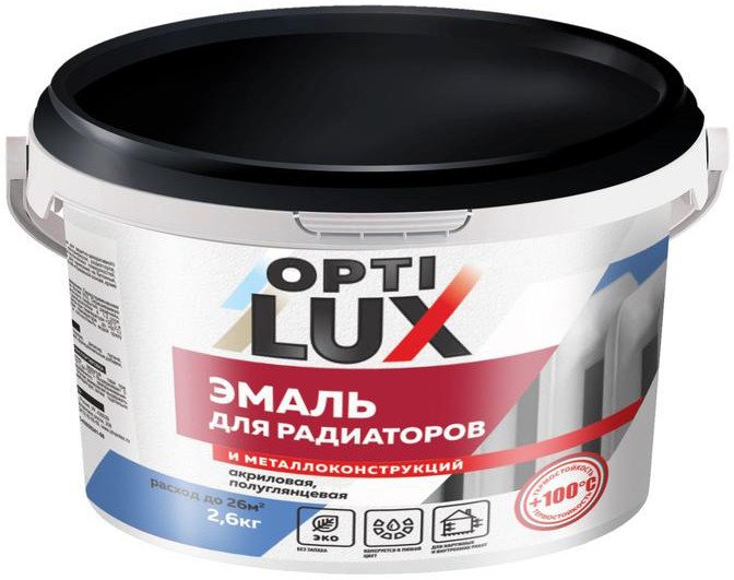 Эмаль Оптилюкс Для радиаторов акриловая 2.6 кг (белый)