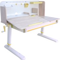 Ученический стол ErgoSmart Galeon с полкой (беленая гевея)