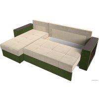 Угловой диван Лига диванов Дубай лайт левый (микровельвет бежевый/зеленый)