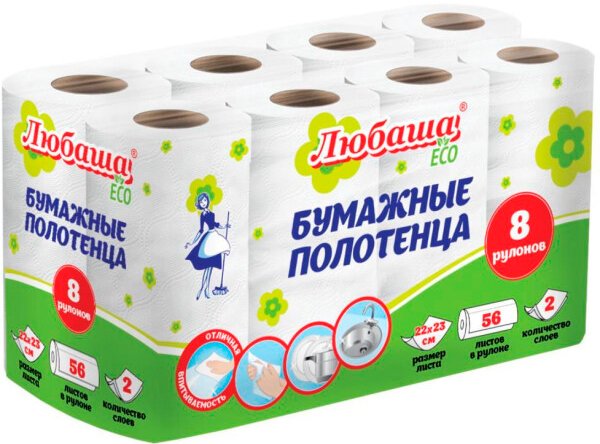 

Бумажные полотенца Любаша ECO 114743 (8 шт)