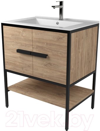Дабер Тумба под умывальник 010 Andrea Elen 80 Т10.8А.2.6 (дуб канзас/коричневый)