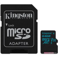 Карта памяти Kingston Canvas Go! SDCG2/64GB microSDXC 64GB (с адаптером)