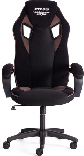 Игровое (геймерское) кресло TetChair Pilot флок/ткань (черный/черный/коричневый)