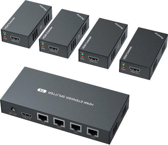 

Разветвитель USBTOP HDMI 1x4 FullHD 1080p до 60 метров RJ45 UTP (ver.02)