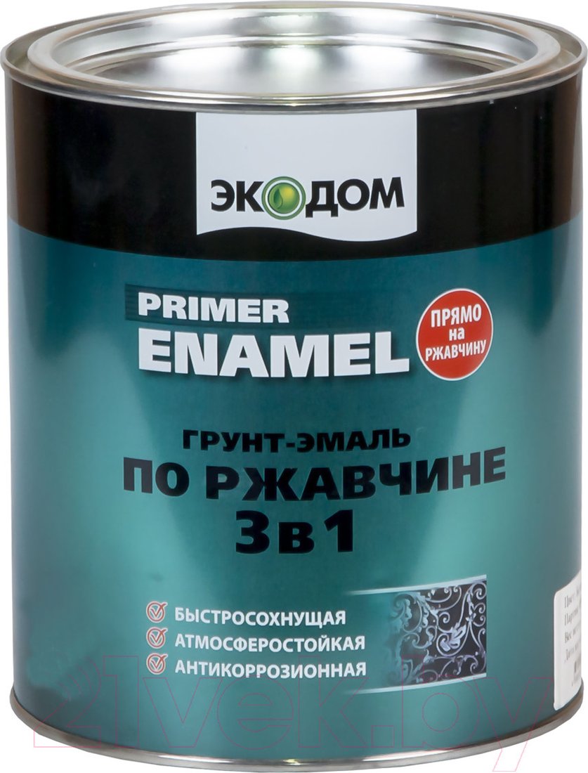 Грунт-эмаль Экодом По ржавчине 3 в 1, 2.2 кг (коричневый)