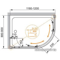 Душевой уголок Cezares Anima-W-RH-2-120/90-C-Cr-L