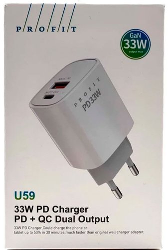 Сетевое зарядное Profit U59 (белый)