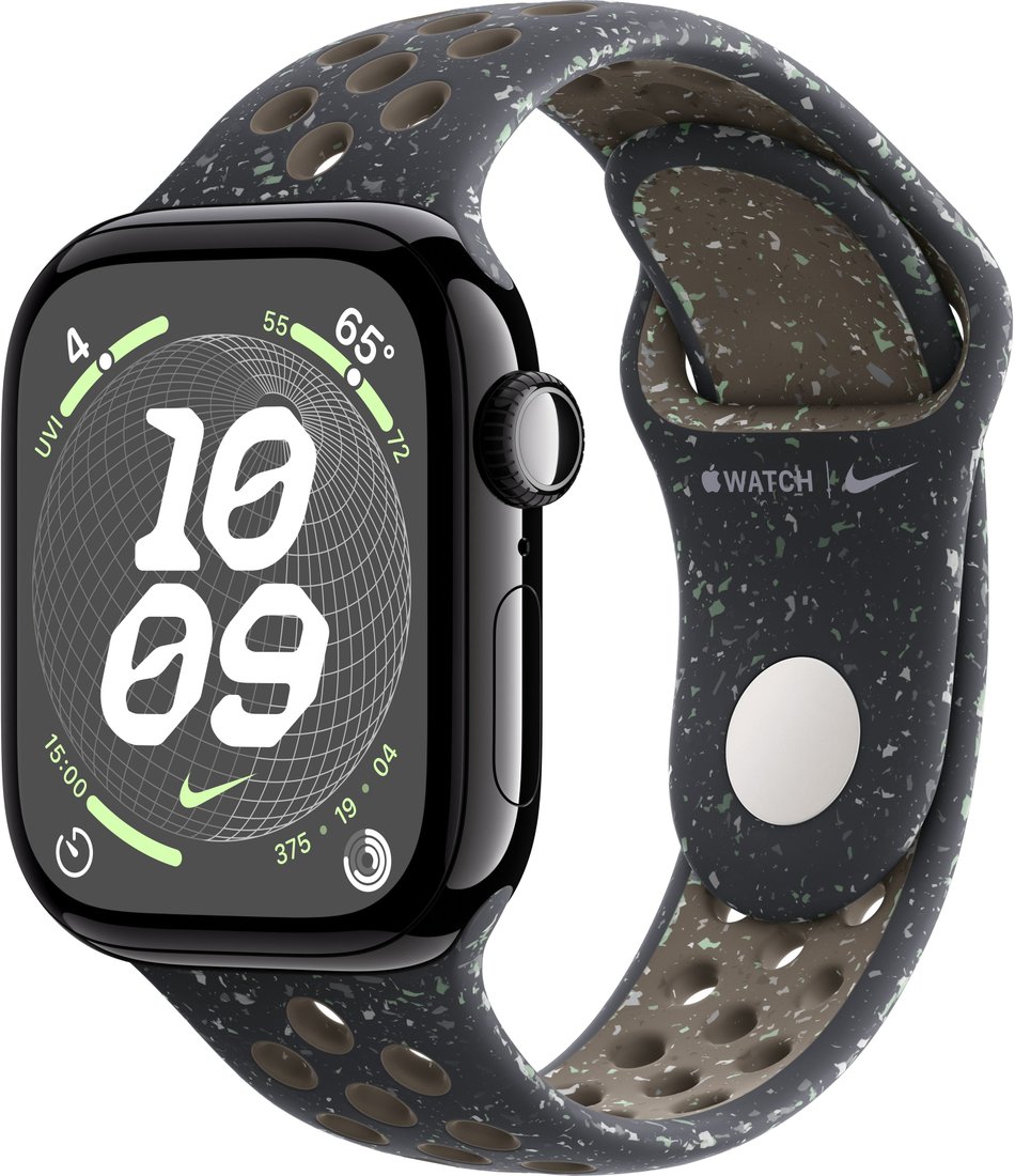 

Умные часы Apple Watch Nike Series 10 42 мм (алюминиевый корпус, черный/полуночный, спортивный силиконовый ремешок S/M)