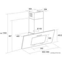 Кухонная вытяжка Pyramida HES 30 (D-900) Black/AJ