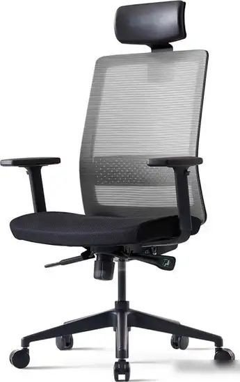 Офисное кресло Bestuhl S30 Black Pl с подголовником и подлокотником (черная сетка/серая ткань)