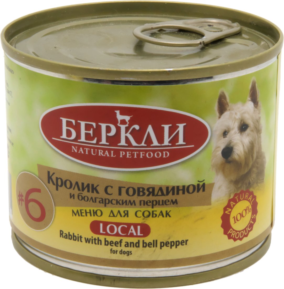 

Консервированный корм для собак Berkley Local #6 Кролик с говядиной и болгарским перцем 200 г