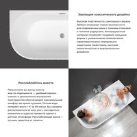 Ванна Wellsee Festive Fox 170x80 28730603R (пристенная ванна (правая) белый глянец, экран, ножки, сифон-автомат матовый черный) в Бресте