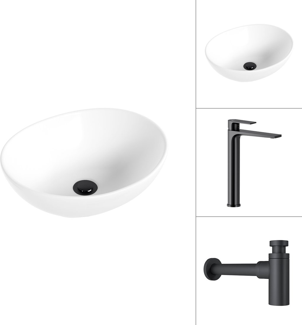 

Умывальник Lauter 21652 + Reef 21CK8678BS с сифоном 21635B (черный матовый)