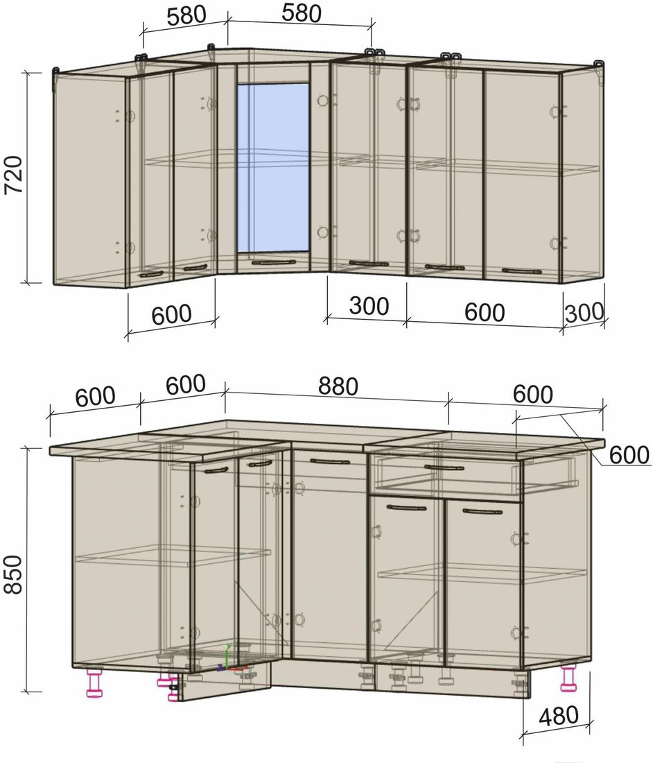 

Готовая кухня Интерлиния Мила 12x15 (антрацит/серебро)
